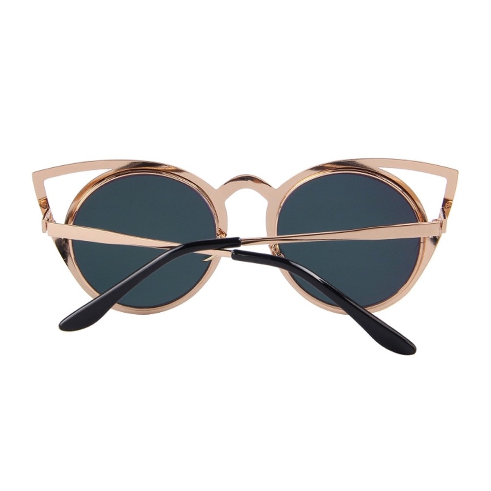 Mirrored Pink Round Lens Cat Eye Cut Out Sunglasses - Picture 5 of 6
